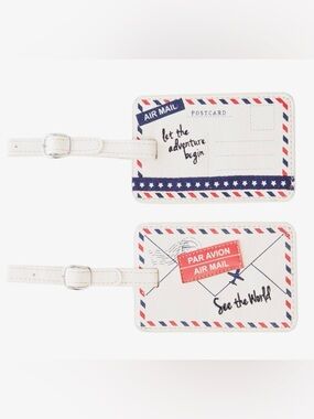 MIAMICA Faux Leather Air Mail Postcard Luggage Tags Set, 2-Piece